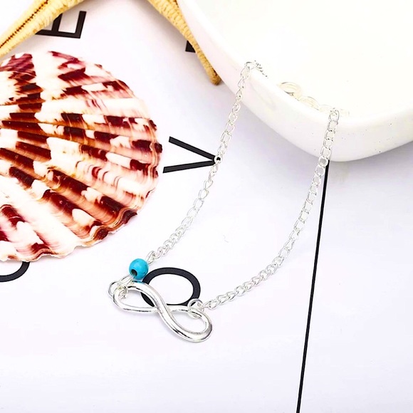 🔴𝟭𝟬/$𝟮𝟱🔴NEW Turquoise Silver Infinity Anklet - Picture 5 of 9
